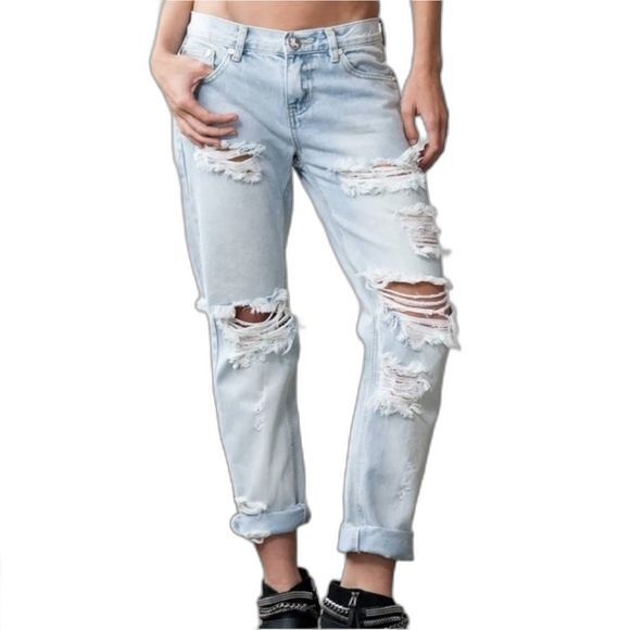 ONE By One Teaspoon Awesome Baggies Distressed Boyfriend Denim Jeans Size 26 - Picture 1 of 16